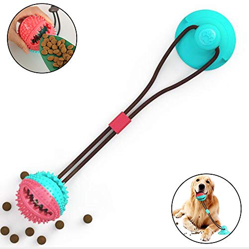 AFFINEST Pelota de Juguete para Perros con Ventosa Mascotas Multifuncional para mordedura de Molar para Mascotas Pet Molar Bite Toy,A Azul