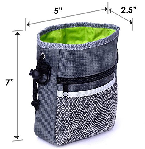 Amaoma Bolsa Para Adiestramiento Para Perro Bolso de Viaje Para Perro Con Cordón y Bolsillos, Bolsa Para Golosinas Para Mascota, Bolsa Para Alimentos Para Perros Mascotas Cat Bird 7*2.5*5 inch (Gris)