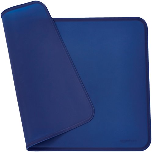 AmazonBasics - Alfombrilla para comedero de mascota, de silicona, impermeable, 61 x 41 cm, Azul