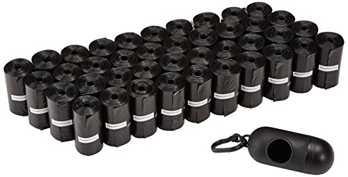 AmazonBasics - Bolsas para excrementos de perro con dispensador y clip para correa (600 bolsas)