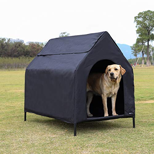 AmazonBasics - Caseta para mascotas, elevada, portátil, grande, negra