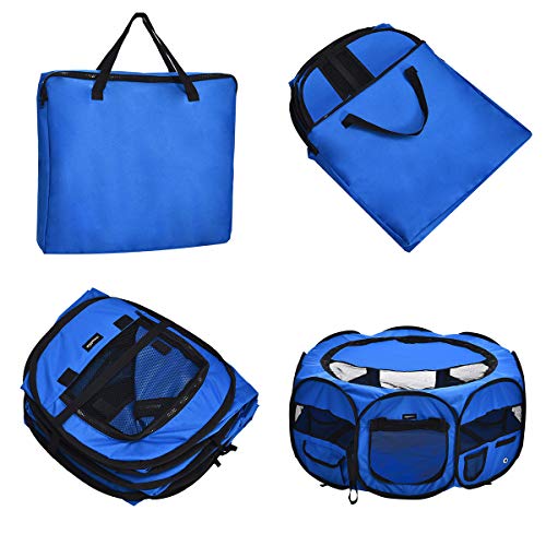 AmazonBasics – Corral para mascotas suave y transportable, 89 cm, Azul