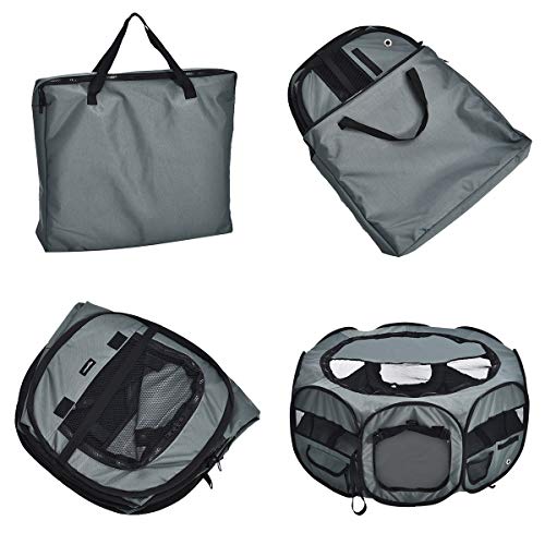 AmazonBasics – Corral para mascotas suave y transportable, 89 cm, Gris