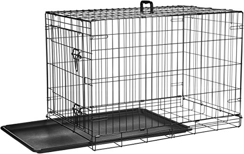 AmazonBasics - Jaula plegable de metal para mascota (una puerta, 91 cm largo)