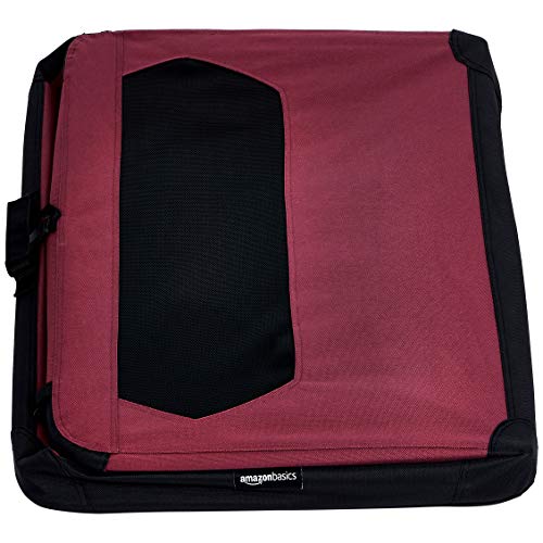 AmazonBasics – Transportín para mascotas abatible, transportable y suave de gran calidad, 91 cm, Rojo