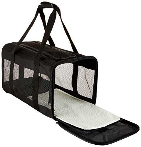 AmazonBasics - Trasportín negro con laterales flexibles - Grande