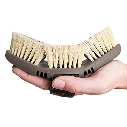 animalon careflex Raíz Cepillo | Pelo Natural de Cepillo de Caballos | Bruza con cerdas Naturales Duros | Flexible & Ergonómica | 3190101 para Caballo con Cierre de Velcro