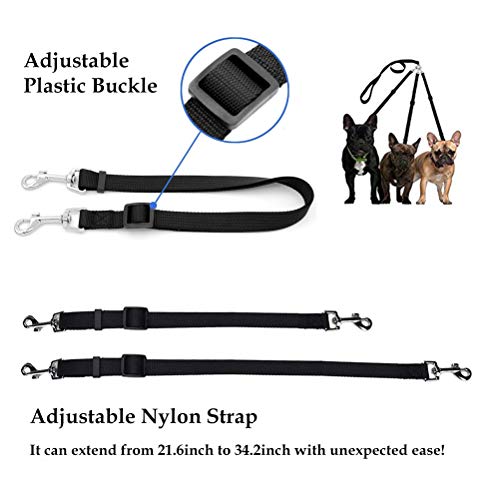 ASOCEA 3 en 1 Perro Correas 3 Ajustable de Nylon Desmontable Correas Resistente Trenzado Poliester con asa Acolchada Negro