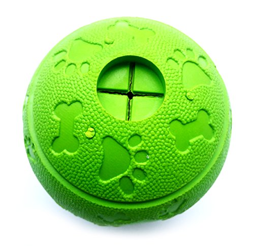 Basic Pelota de juguete para perro, bola de goma para comida, juguete interactivo para perro, 2 unidades (1 azul + 1 verde) 8,1 cm