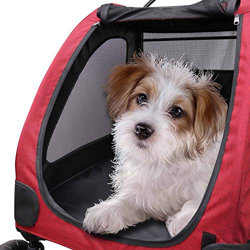 BELLE VOUS Cochecito Perro - Grande 50 Kg Capacidad de Carga Cochecito para Mascotas para Grande y Mediano Talla Perro & Gato - Plegable Carro para Mascotas para Viajes y Saliente con 4 Ruedas