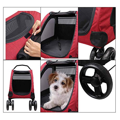 BELLE VOUS Cochecito Perro - Grande 50 Kg Capacidad de Carga Cochecito para Mascotas para Grande y Mediano Talla Perro & Gato - Plegable Carro para Mascotas para Viajes y Saliente con 4 Ruedas