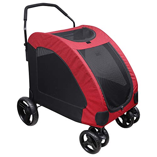 BELLE VOUS Cochecito Perro - Grande 50 Kg Capacidad de Carga Cochecito para Mascotas para Grande y Mediano Talla Perro & Gato - Plegable Carro para Mascotas para Viajes y Saliente con 4 Ruedas