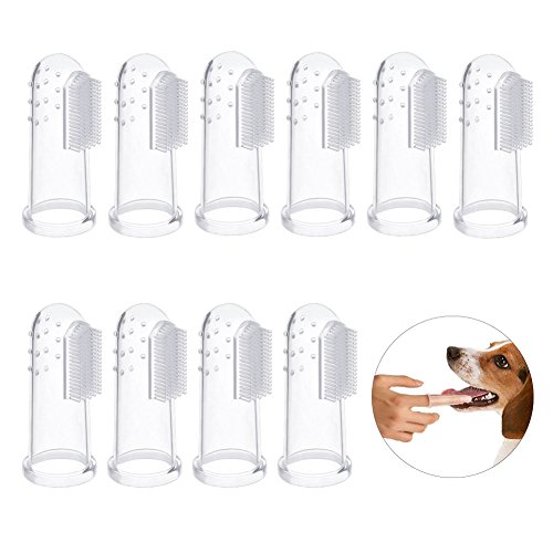 Bello Luna Cepillos de Dientes del Perro 10Pcs, Cepillo de Dientes del Dedo del Animal doméstico Cepillos de la higiene Dental para el Perro y el Gato