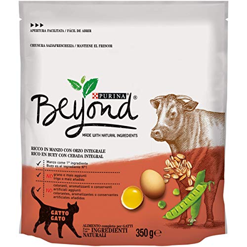 Beyond PURINA Croquetas Gato Rico en Carne de Vacuno con Cebo Integral, 8 Bolsas de 350 g Cada una