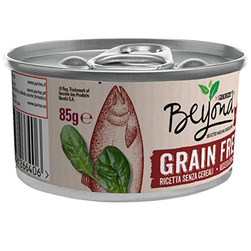 Beyond Purina Humido Gato Grain Free Rico en Salmón con Spinaci, Pack de 12 x 85 g