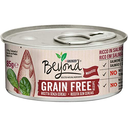 Beyond Purina Humido Gato Grain Free Rico en Salmón con Spinaci, Pack de 12 x 85 g