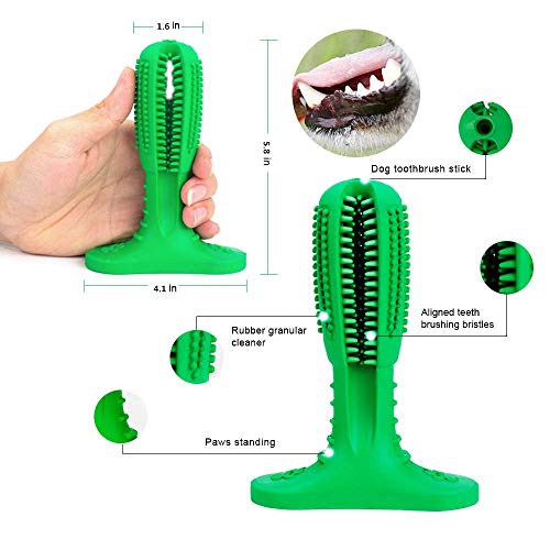 Bogeer Cepillo de Dientes para Perros Dog Brushing Stick Limpieza de higiene Dental Cuidado Oral para Mascotas Juguete para Masticar Regalo de Amante de los Animales no tóxica verde