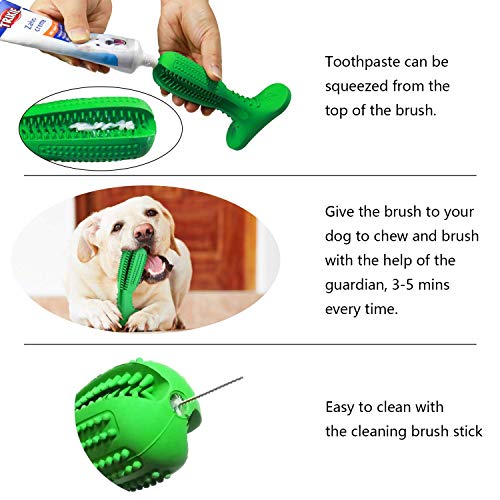 Bogeer Cepillo de Dientes para Perros Dog Brushing Stick Limpieza de higiene Dental Cuidado Oral para Mascotas Juguete para Masticar Regalo de Amante de los Animales no tóxica verde