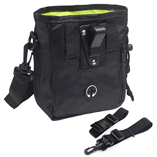 Bolsa de Entrenamiento para Perros, Réglable Amovible Ceinture Bandoulière Portable Taille Sac Pour Chien Pochette Marche Poche Avec Merde Sac Titulaire Pour Porter Des Jouets et Friandises (Negro)