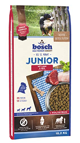 Bosch HPC Junior con cordero y arroz | Alimento seco para perros para criar cachorros nutricionalmente sensibles, 1 x 15 kg