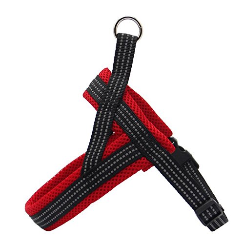 BPS® Arnés Correa para Perros Mascotas Collar Ajustable 4 Tamaños Colores para Elegir para Perro Pequeño Mediano y Grande (M, Rojo) BPS-3882R