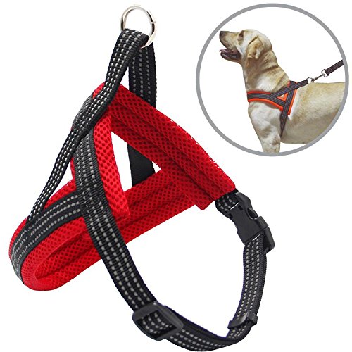 BPS® Arnés Correa para Perros Mascotas Collar Ajustable 4 Tamaños Colores para Elegir para Perro Pequeño Mediano y Grande (M, Rojo) BPS-3882R