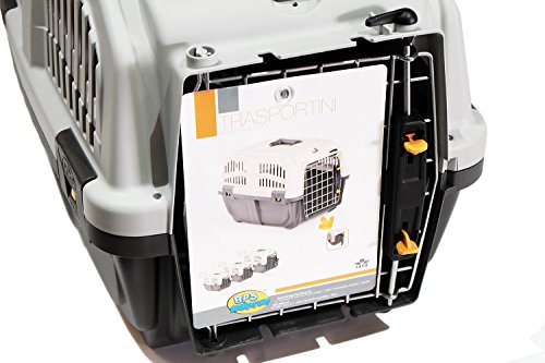 BPS (R) Transportín plástico para perros y gatos Mascota Caja de Transporte IATA 3 Tamaños para Elegir Color Gris/ Gris Oscuro 60* 40* 39cm Tamaño L BPS-4142