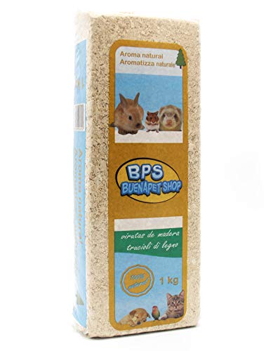 BPS Virutas de Madera Lecho Higienico para Mascotas Serrín para Gato Animales Pequeños Hámster Conejo Loro Ardilla Erizo Diferent Pack (1 Kg, Aroma Natural) BPS-4050