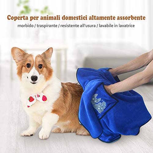 Bravpet Toalla de secado para mascotas Manta para perro Microfibra Albornoz para perro Cachorro Gato Toalla absorbente de secado rápido Toalla de baño súper suave Lavable a máquina para perros, gatos