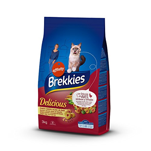 Brekkies Pienso para Gatos Delicious con una Selección de Aves y Verduras - 3000 gr