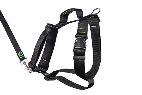 bub's no Pull - arnés con asa para Perro Grande Sistema Anti tirón (Comprobar tamaño: Cuello 43-74cm Pecho 59-94cm) (Negro)