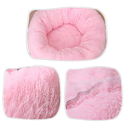 BVAGSS Cama para Mascotas Relajante Cama Redonda Nido Cálido para Gatos y Perros Pequeños XH029 (L, Pink)