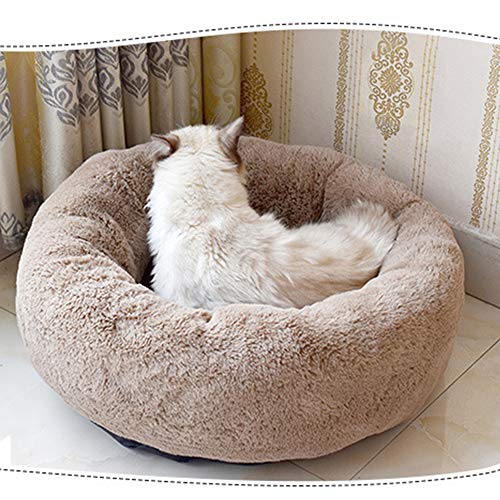 BVAGSS Cama para Mascotas Relajante Cama Redonda Nido Cálido para Gatos y Perros Pequeños XH029 (M, Coffee)