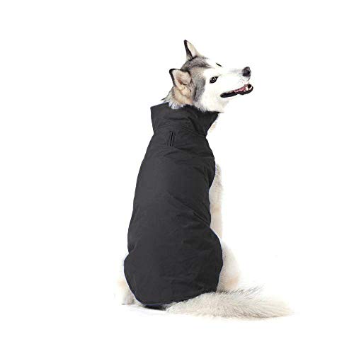 Bwiv Abrigos para Perros de Invierno Chaqueta Impermeable Forrado de Polar con Apertura para Correa Negro 6XL