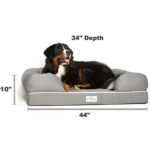 Cama de espuma viscoelástica para perros medianos y grandes, Gris (Slate Grey- X-Large Bed), 112 x 86 x 25 cm