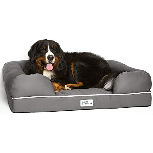 Cama de espuma viscoelástica para perros medianos y grandes, Gris (Slate Grey- X-Large Bed), 112 x 86 x 25 cm