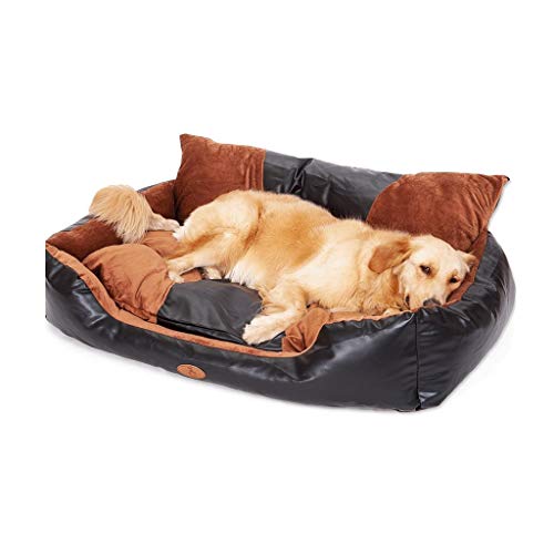 Cama nido para perro Perrera Invierno lavable Labrador Alaska Cama para perros Husky Medio Perro grande Mascota Sofá Four Seasons Cuero PU Costura Dominante caseta casa mascotas ( Size : 120x80x38cm )