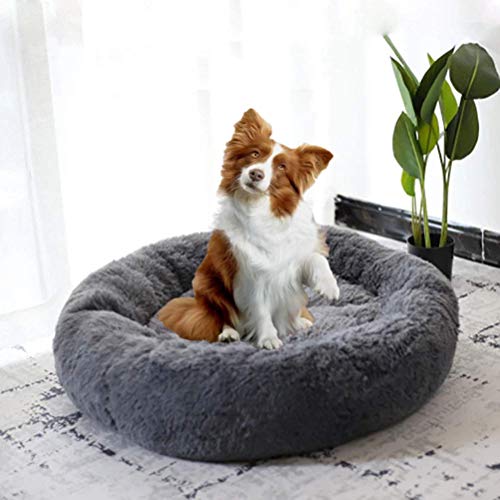 Cama Redonda para Mascota, mullida y calmante Cama de Felpa para Nido de Cueva, sofá para Mascotas y Gatos, Suave y cómodo para Perro Extra Grande