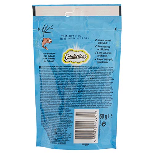 Catisfactions Premios para gatos sabor salmón 60g (Pack de 6)