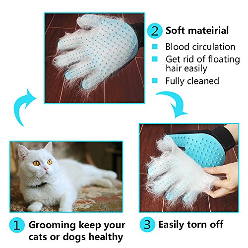 Cepillo para Guantes -con Removedor de pelo para Muebles - Limpieza de Mascotas Para Perros Pequeños, Medianos y Grandes & Gatos Con Pelaje Corto a Largo - Reduce Eficazmente la Caida de Cabello Hasta