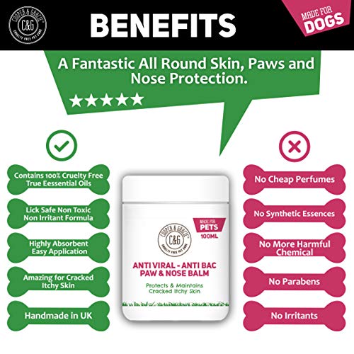 C&G Dog Paw Nose Balm - Bálsamo para la nariz y para las patas agrietadas y que pican de perros, no testado en animales100ML