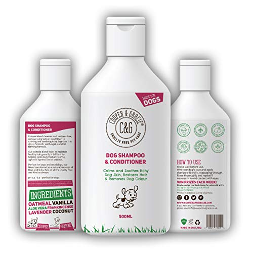 Champú para perros con olor y piel sensible al picor de C&G, acondicionador medicado seguro para cachorros, 500 ml