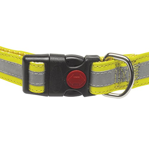 CHAPUIS SELLERIE SLA351 Collar Ajustable Reflectante de Perro - Correa de Piel sintética Amarilla - Ancho 25 mm - Largo 38-65 cm - Talla L