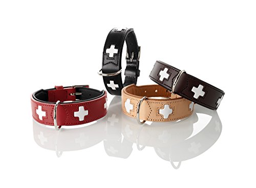 Collar de perro HUNTER Suiza, cuero, 42, rojo / negro