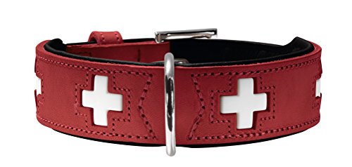 Collar de perro HUNTER Suiza, cuero, 42, rojo / negro