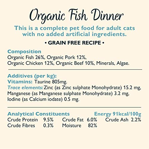 Comida húmeda Completa para Gatos Lily's Kitchen para Adultos con Pescado orgánico, 19 x 85 g