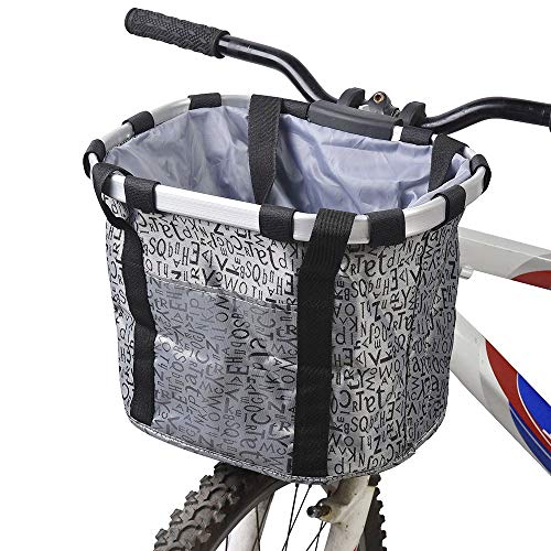 Csatai Cesta Delantera Lona Desmontable?Marco de Aluminio Cesta Delantera para Bicicleta Mascota, Cesta de Lona Frontal de Bicicleta, Bolso del Animal Doméstico de la Bici