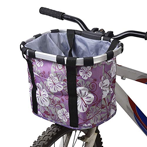 Csatai Cesta Delantera Lona Desmontable?Marco de Aluminio Cesta Delantera para Bicicleta Mascota, Cesta de Lona Frontal de Bicicleta, Bolso del Animal Doméstico de la Bici