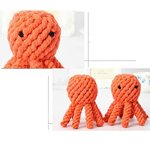 Cupcinu Juguete para Mascota Molar Juguete de Perro mordedor Limpieza de Dientes Juguetes de Perrito de Cuerda de algodón de tejiendo Muñeca de Mascota Pulpo (Naranja b)