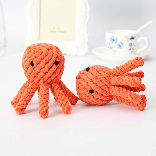 Cupcinu Juguete para Mascota Molar Juguete de Perro mordedor Limpieza de Dientes Juguetes de Perrito de Cuerda de algodón de tejiendo Muñeca de Mascota Pulpo (Naranja b)